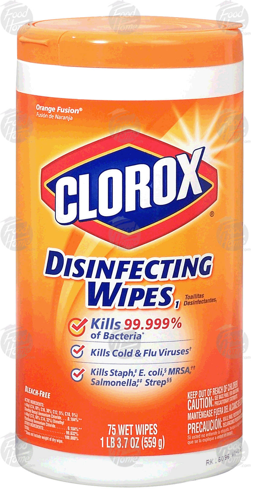 Clorox  disinfecting wet wipes, bleach-free, orange fusion, 7 x 8-inch wipes Full-Size Picture